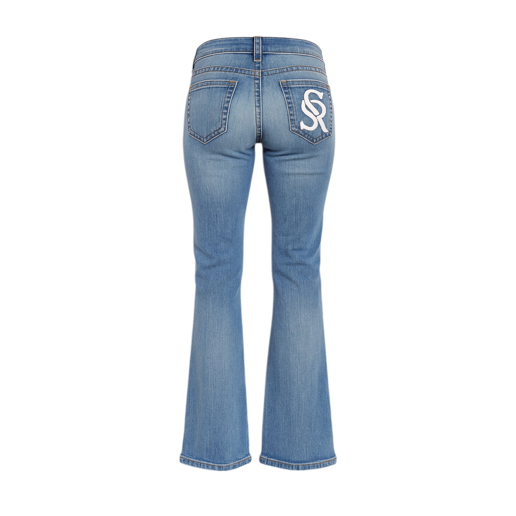SR Initial Low Waist Jeans - Washed Blue