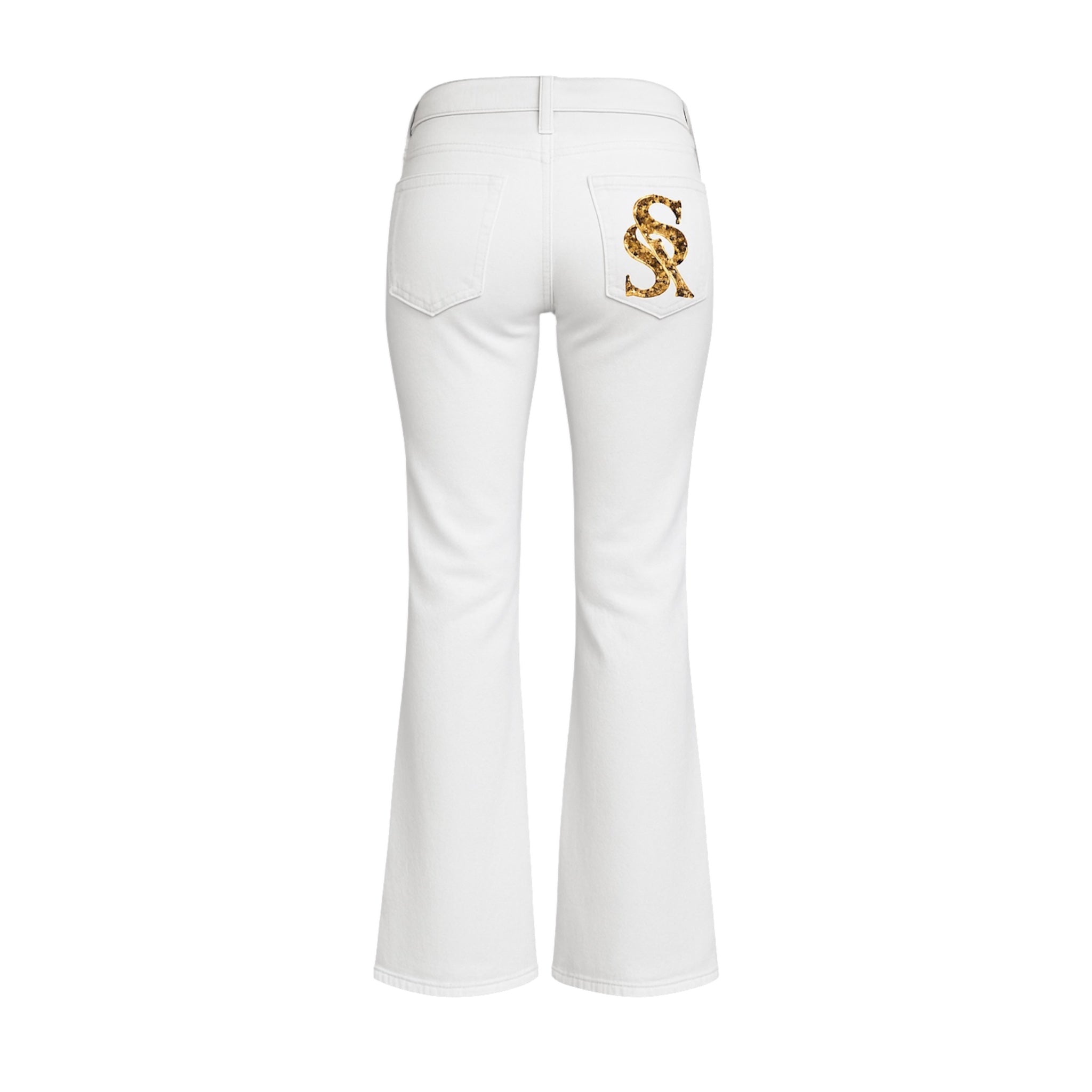 SR Initial Low Waist Jeans - White